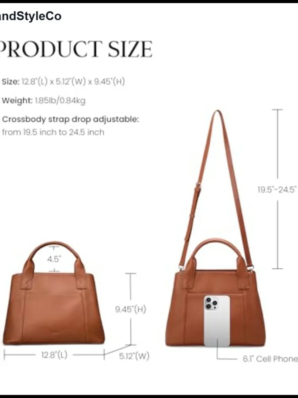 Genuine leather satchel crossbody tote with top handles